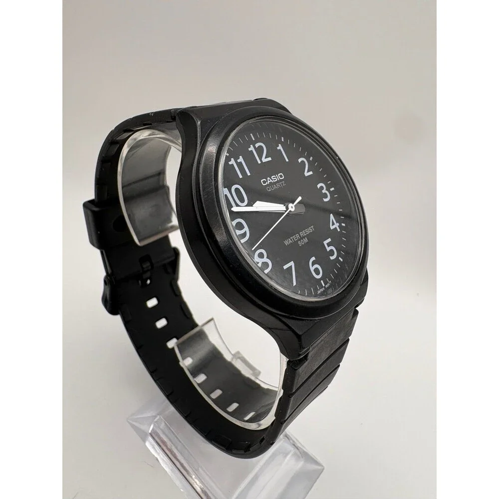 Casio MW-240 Men's Quartz Watch Black Dial White Arabic Numerals 50M Resin Strap